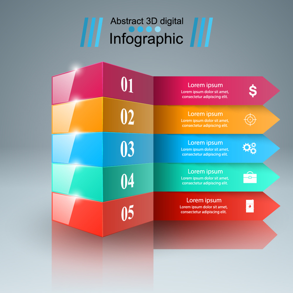 Abstract 3d infographic in colorful style Vector | Free Download