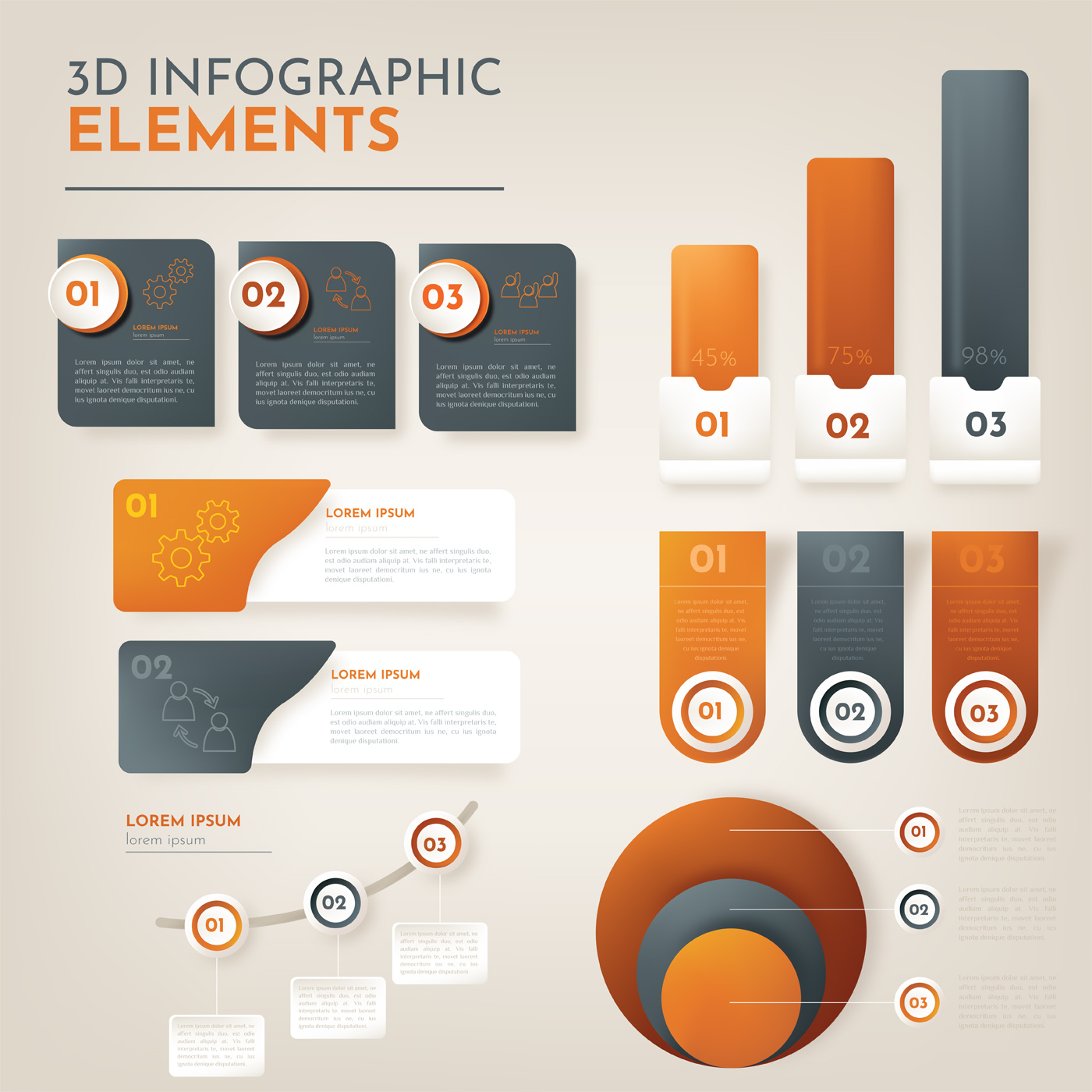 3d infographic modern template vector 02 - Vector Business free download