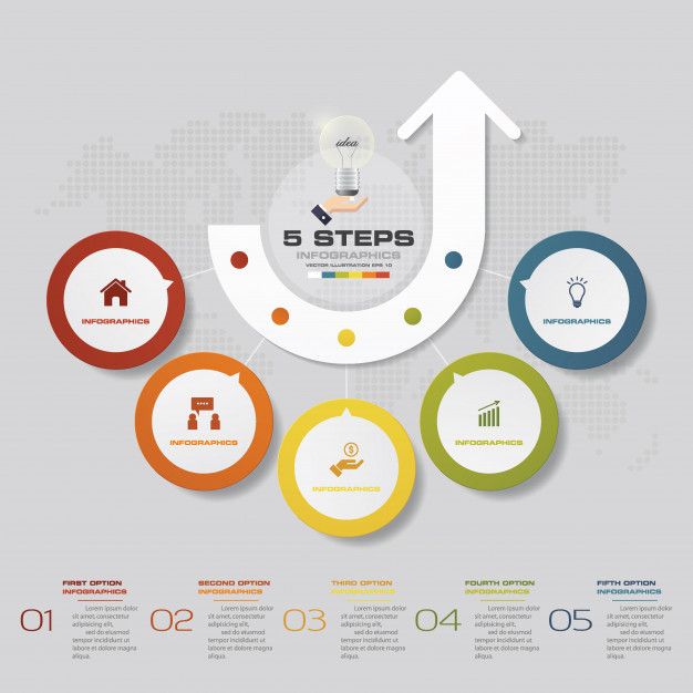 Five Steps Infographic Colored Petals Free PowerPoint Diagram - SlideModel