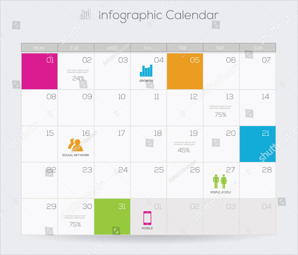 Free Calendar infographics for Google Slides and PowerPoint