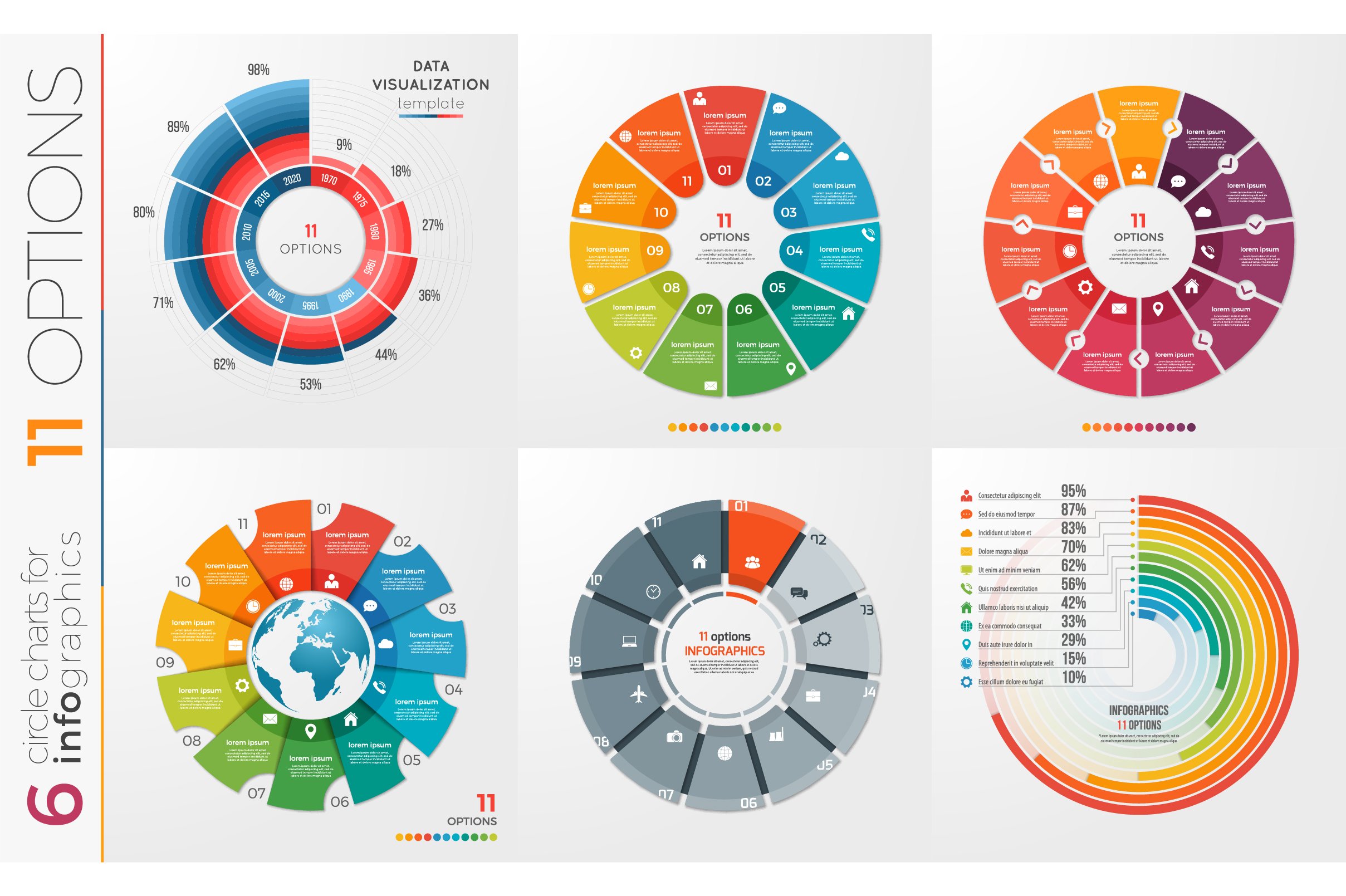 Circle chart infographic template 7 Royalty Free Vector