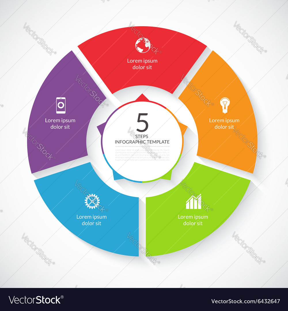 circle infographic template with five steps - Download Free Vector Art, Stock Graphics & Images