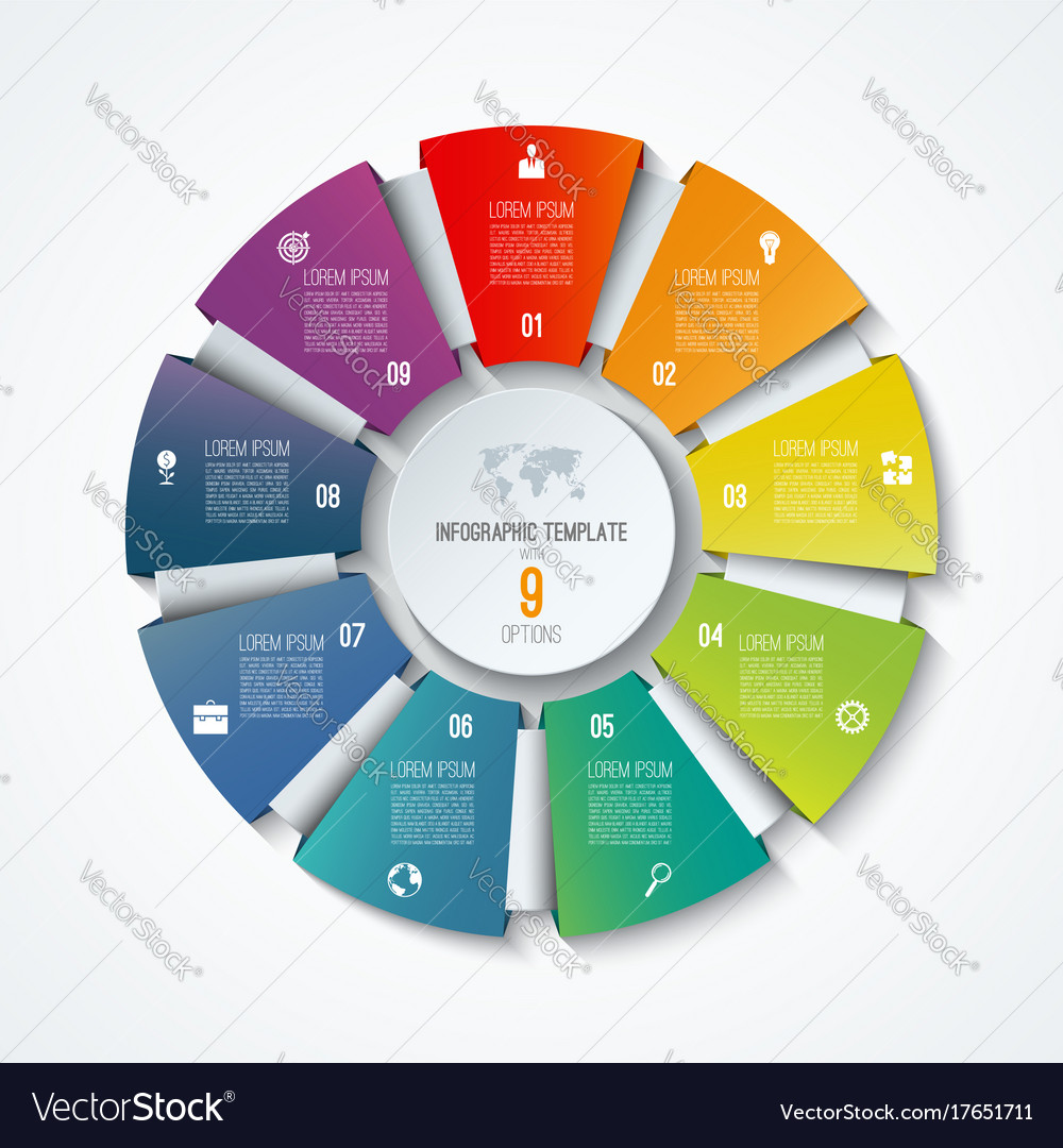 Circle chart infographic template with 6 options Vector Image