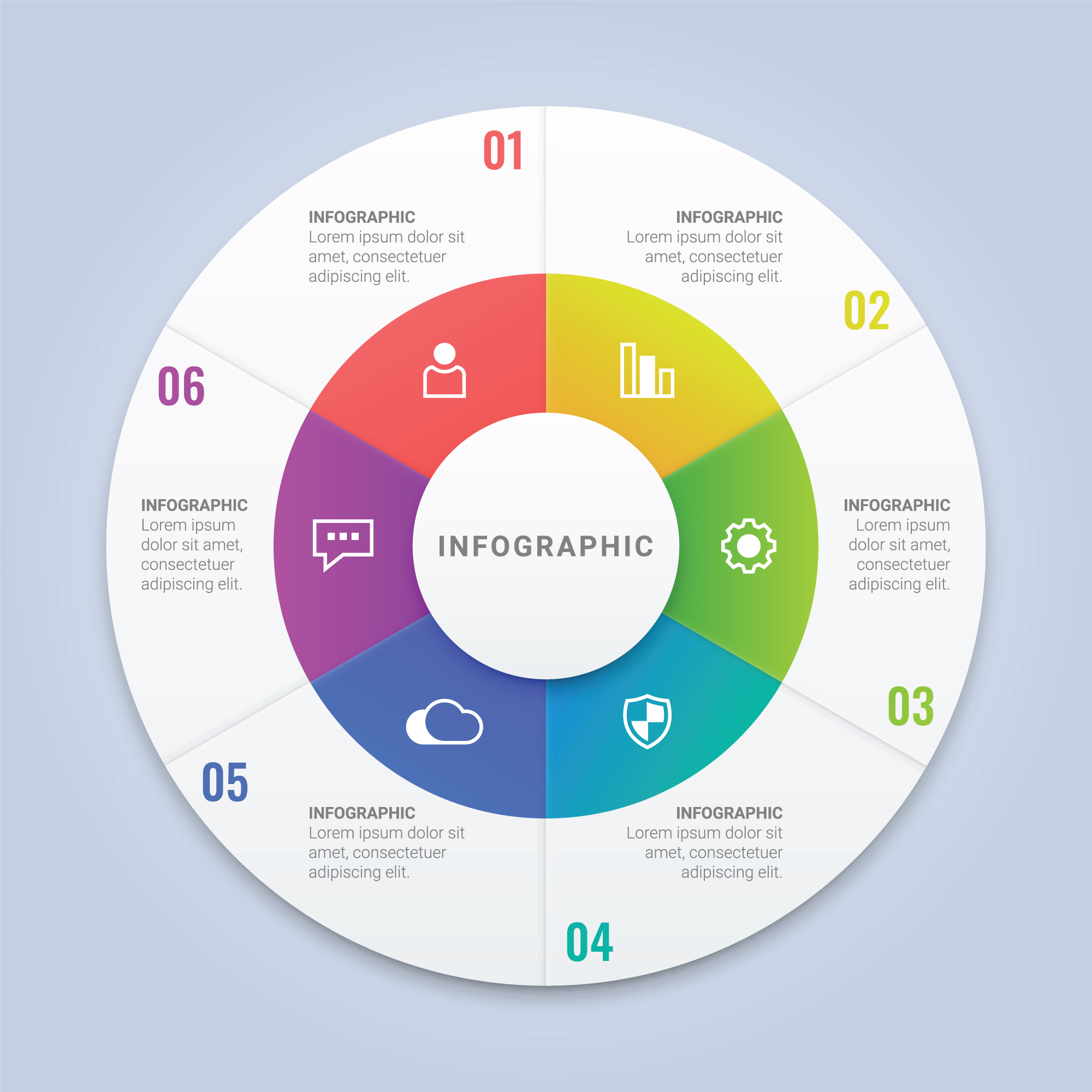 Colored circle infographic template vector - Vector Business free download