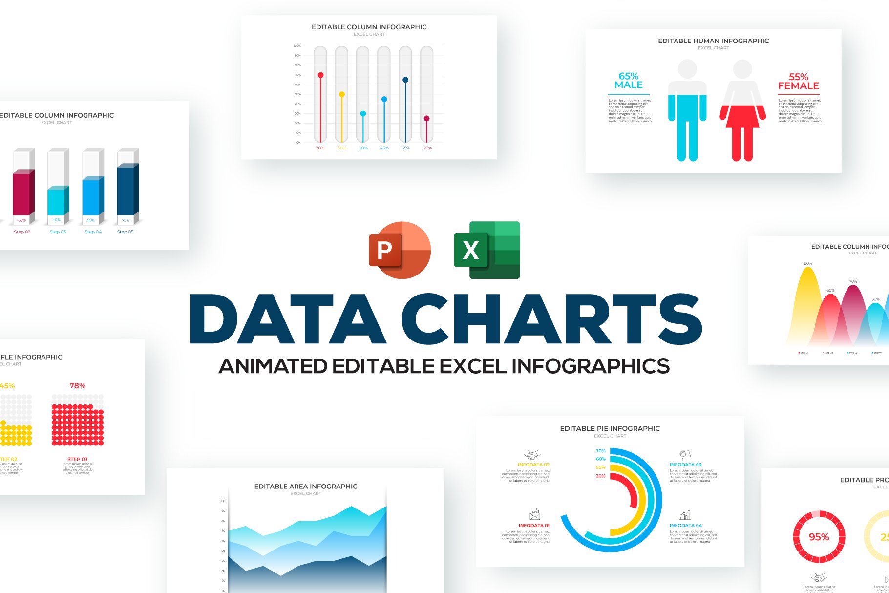 Excel Charts PowerPoint Infographic (678156) | Presentation Templates | Design Bundles