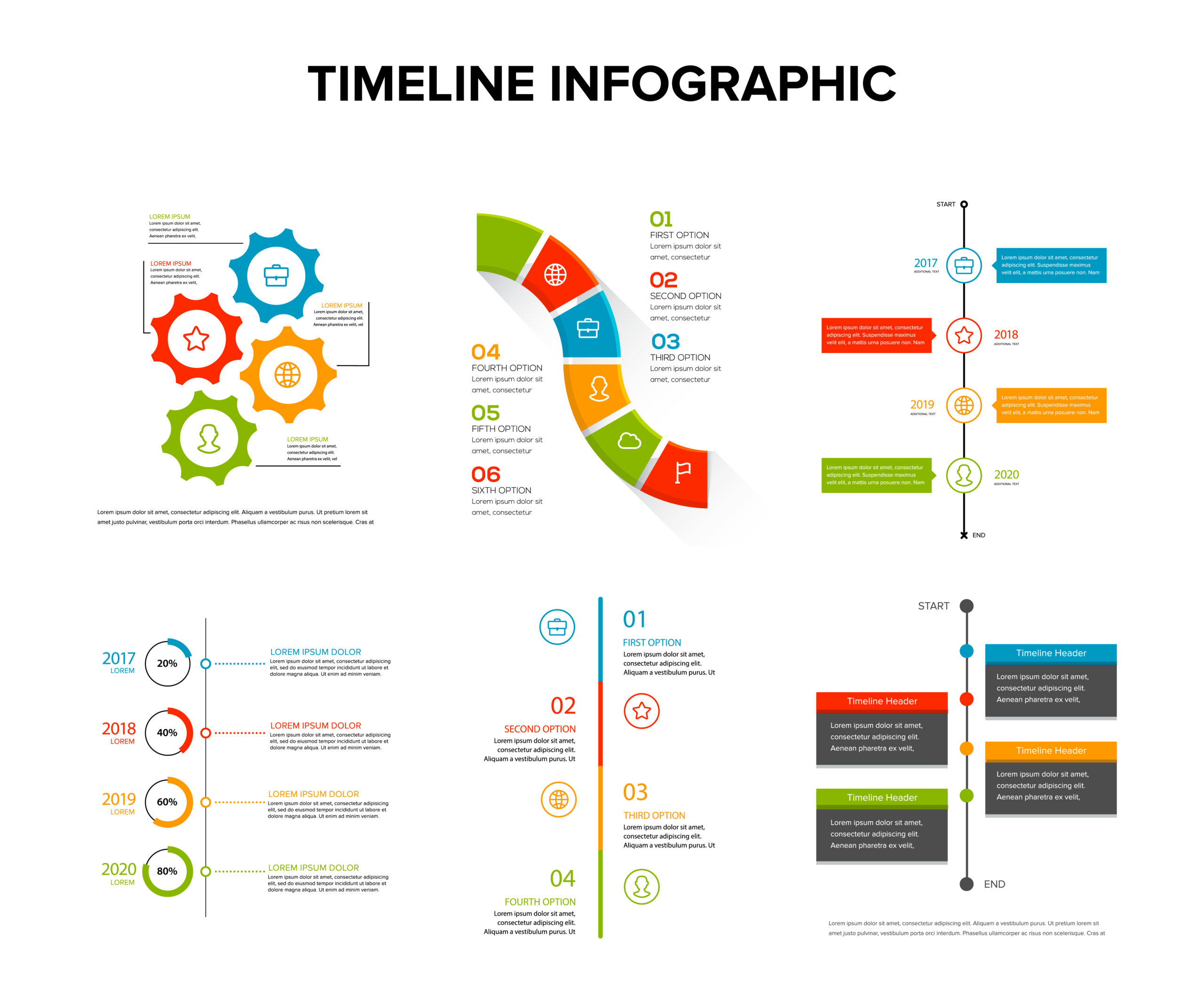Vector infographics timeline design template with 3D paper label, integrated circles background ...