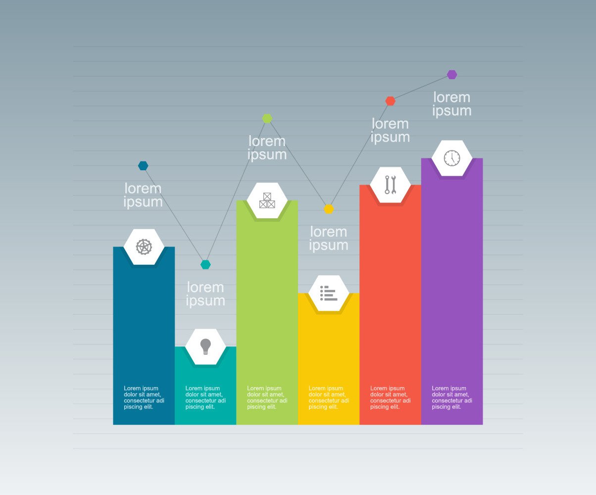 Bar chart graph infographics element Royalty Free Vector