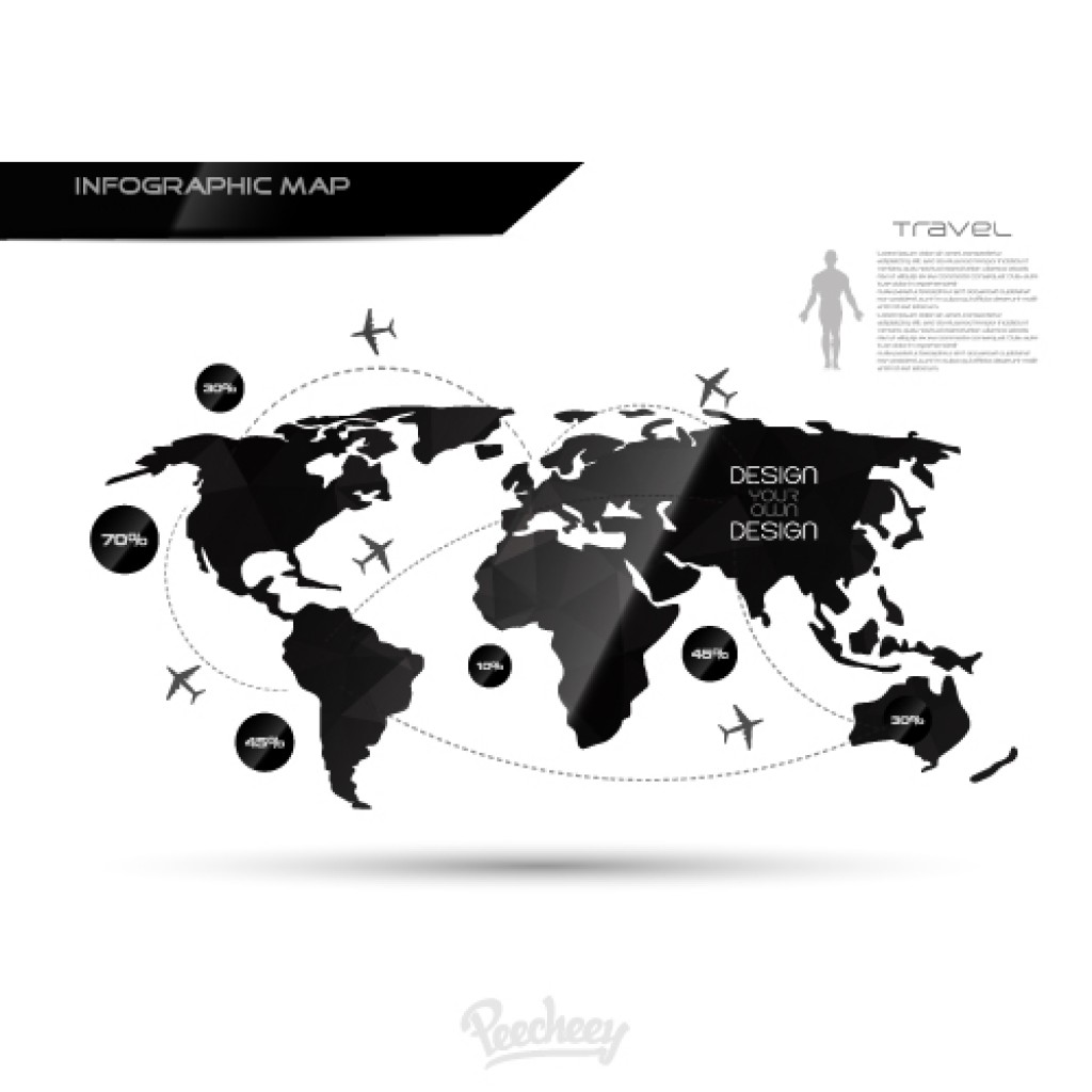 Black and white infographic elements hud ui for Vector Image