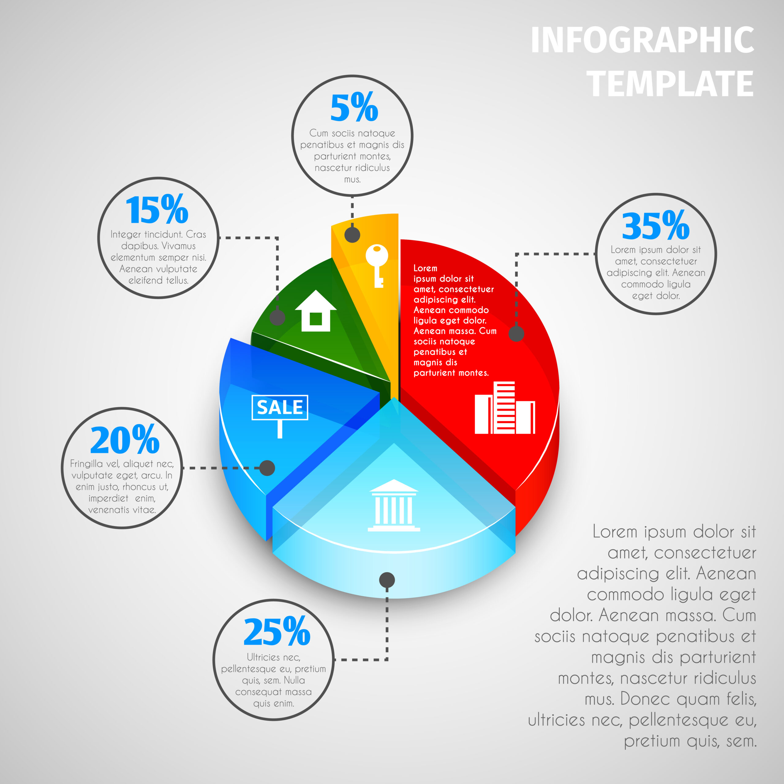 Pie chart infographic template 7 options Vector Image