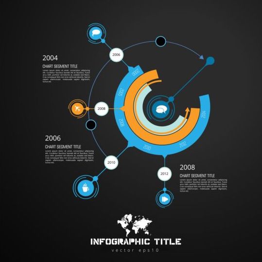 Dark timeline infographic vector material 01 free download