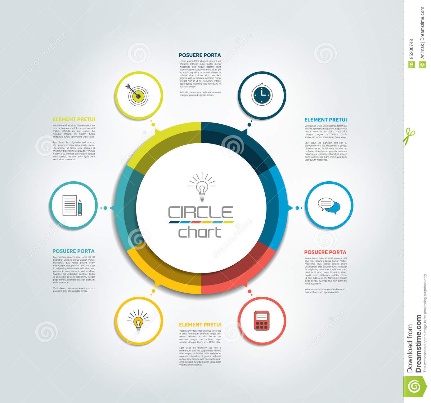Vector Circle Chart Infographic Template With Arrow For Cycle Diagram, Graph, Web Design ...
