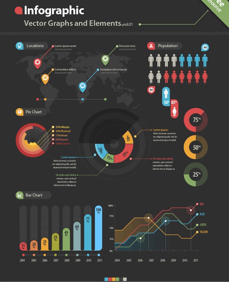 Infographic templates progress analysis charts graph illustration - Download Free Vectors ...