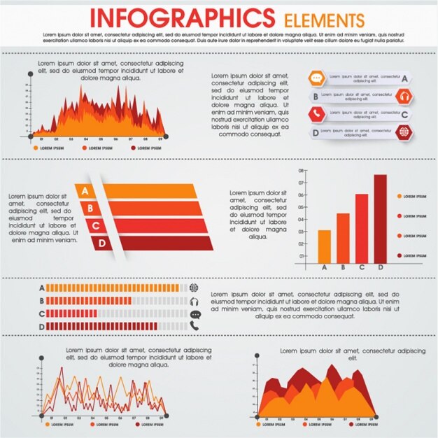 Red infographic elements presentation templates | Premium Vector