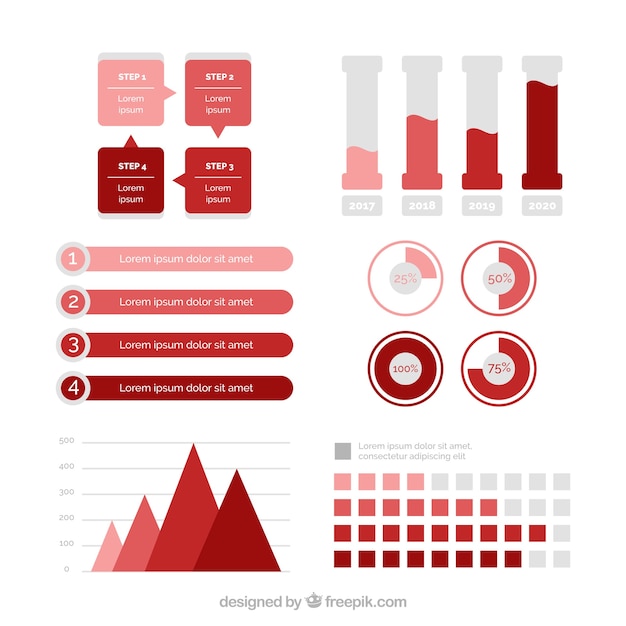 Red with black infographic creative vector 07 free download