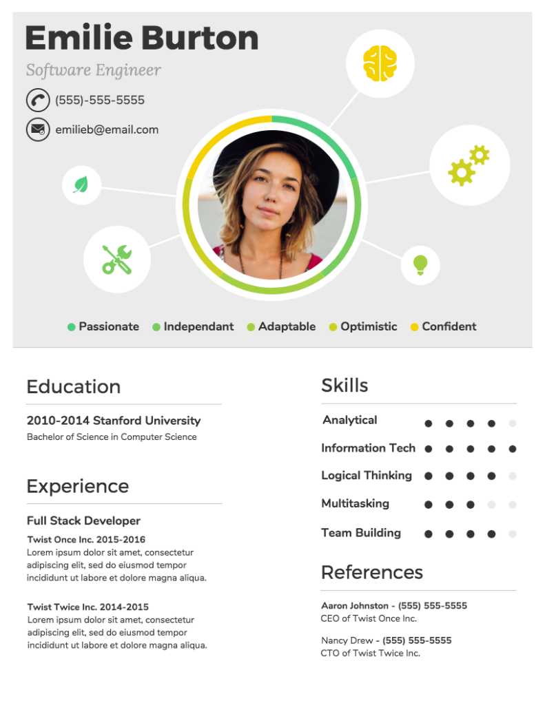 Free Infographic Resume Template - ResumeKraft