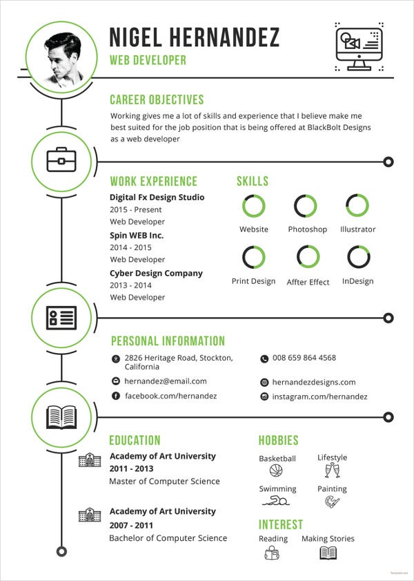 Infographic Resume Template For Freshers  Business Template Ideas