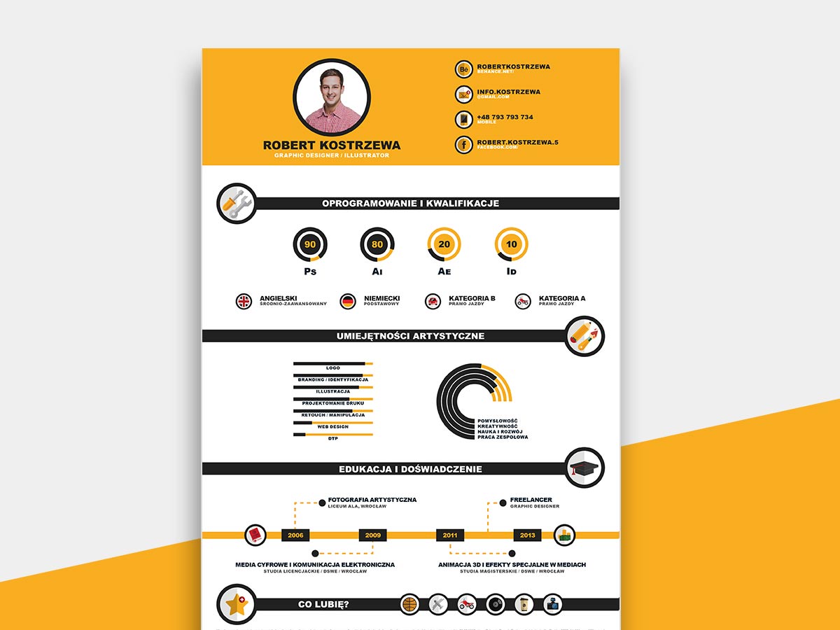 Clean Infographic Resume Template - Editable Downloadable CV Word