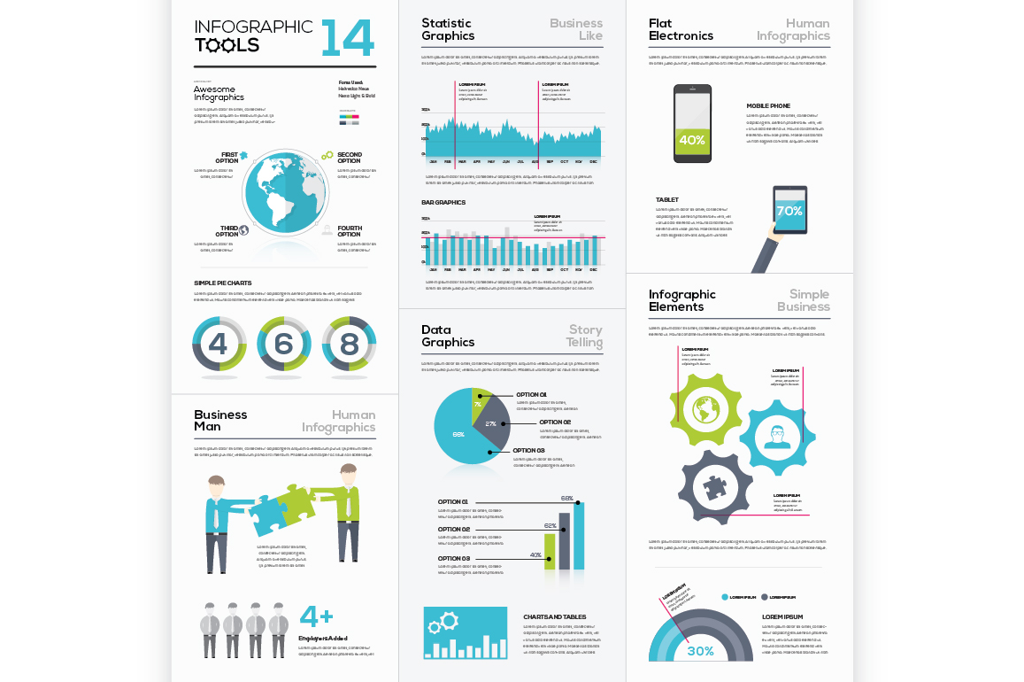 Infographic banners set with infographic tools optional elements and puzzle pieces flat | Free ...