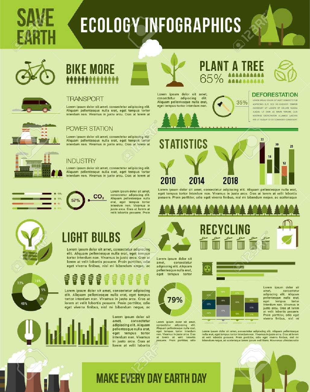 Flat global environmental problems infographic Vector | Free Download