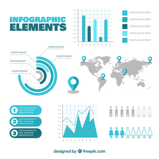 Blue infographics vector elements for business infographs | Premium Vector