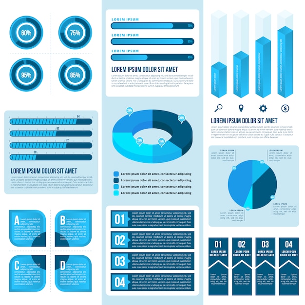 Blue block infographic template Vector | Free Download