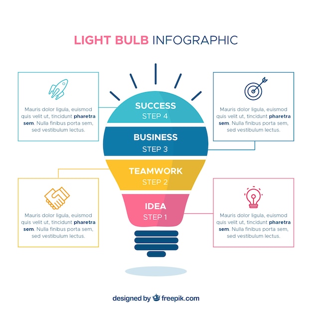 Free Vector | Light bulb infographic with six steps