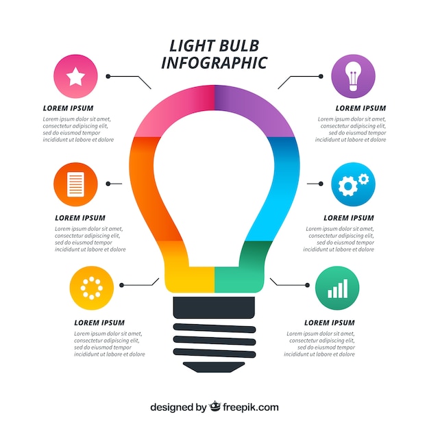 Light bulb infographic template for air Royalty Free Vector