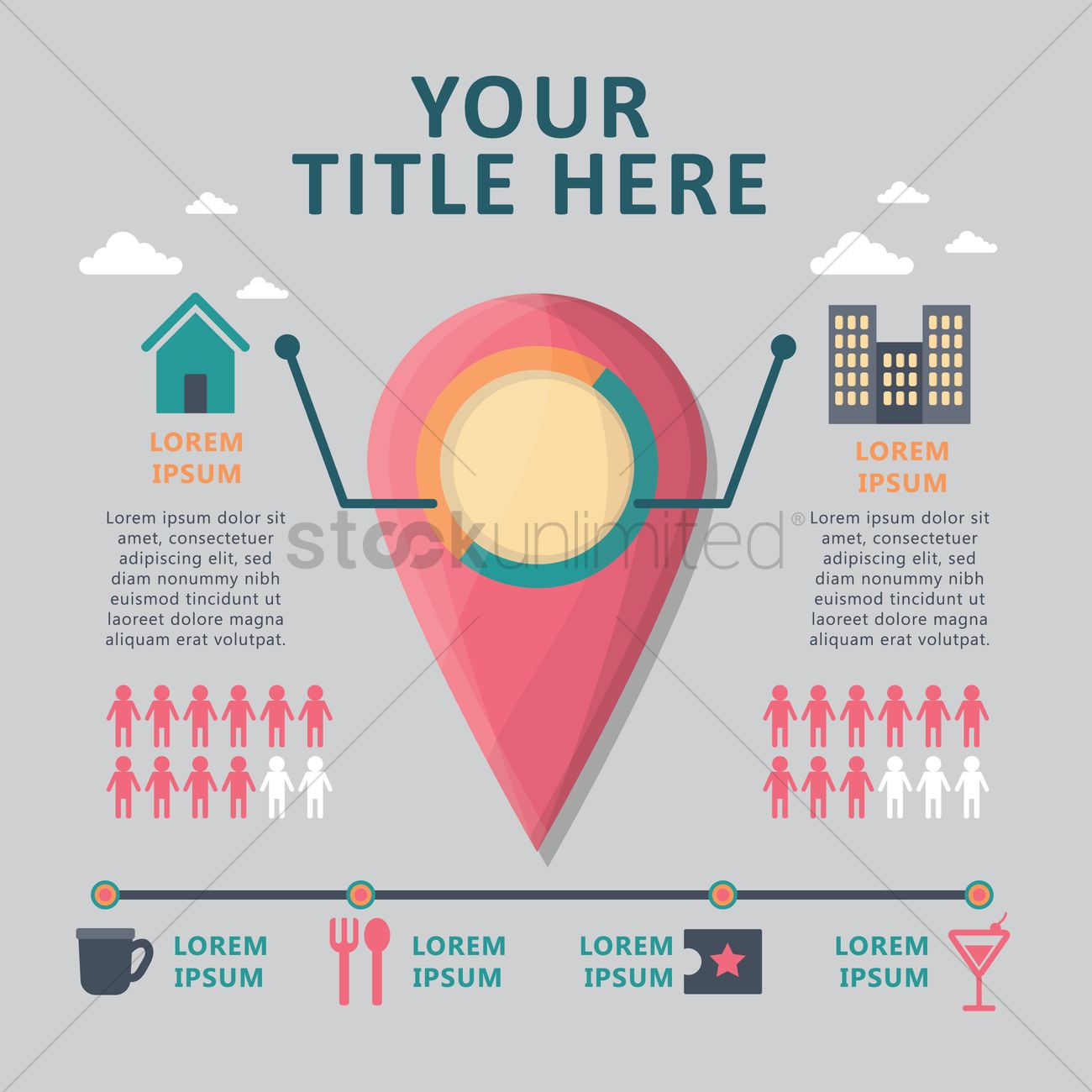 Road Way Location Infographic Template With A Phased Structure And Pin Pointer Stock Vector ...