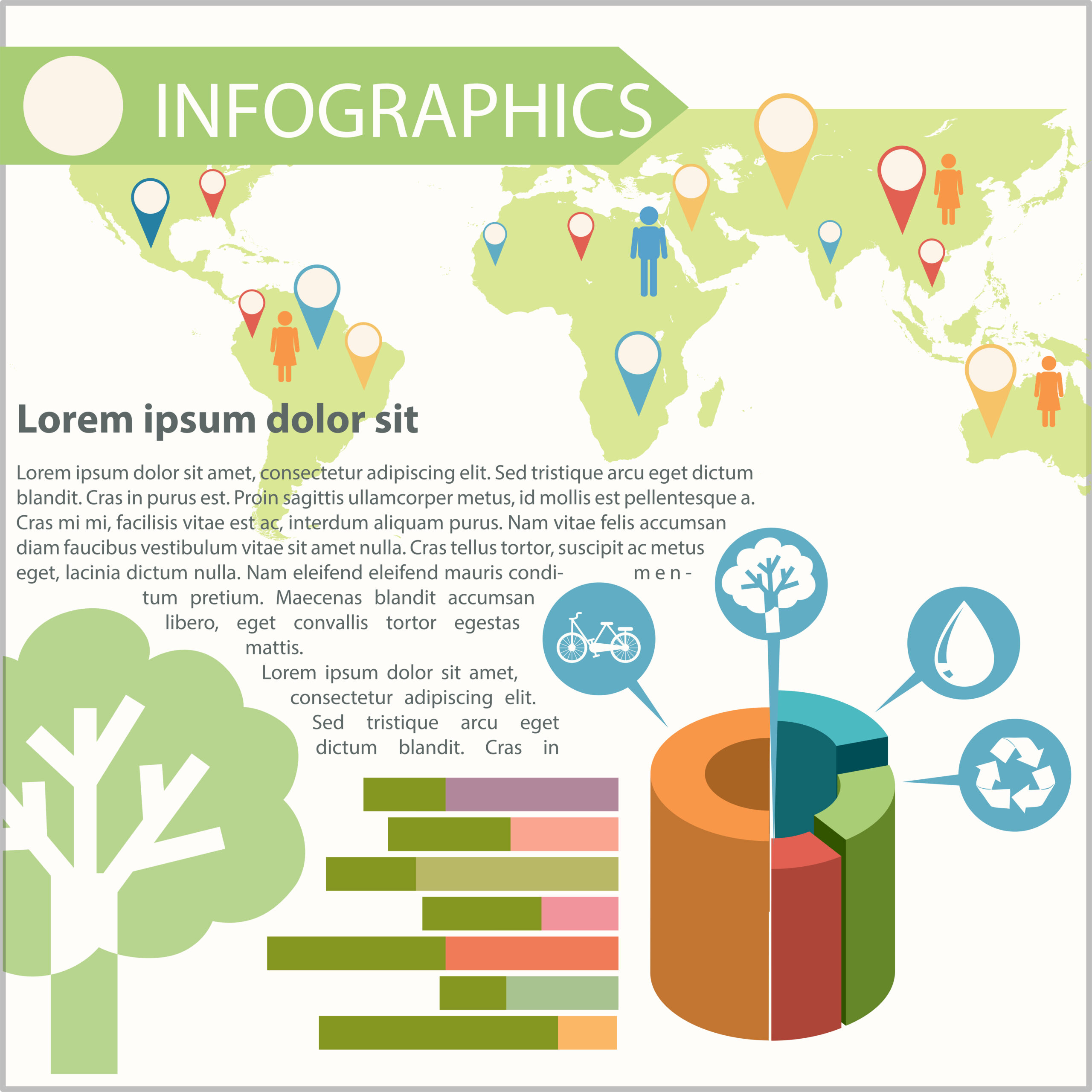 Location on World Map Infographic Template | Infographic Template Collection | GraphicMama