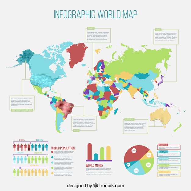 Free Vector | Infographic map with graphics