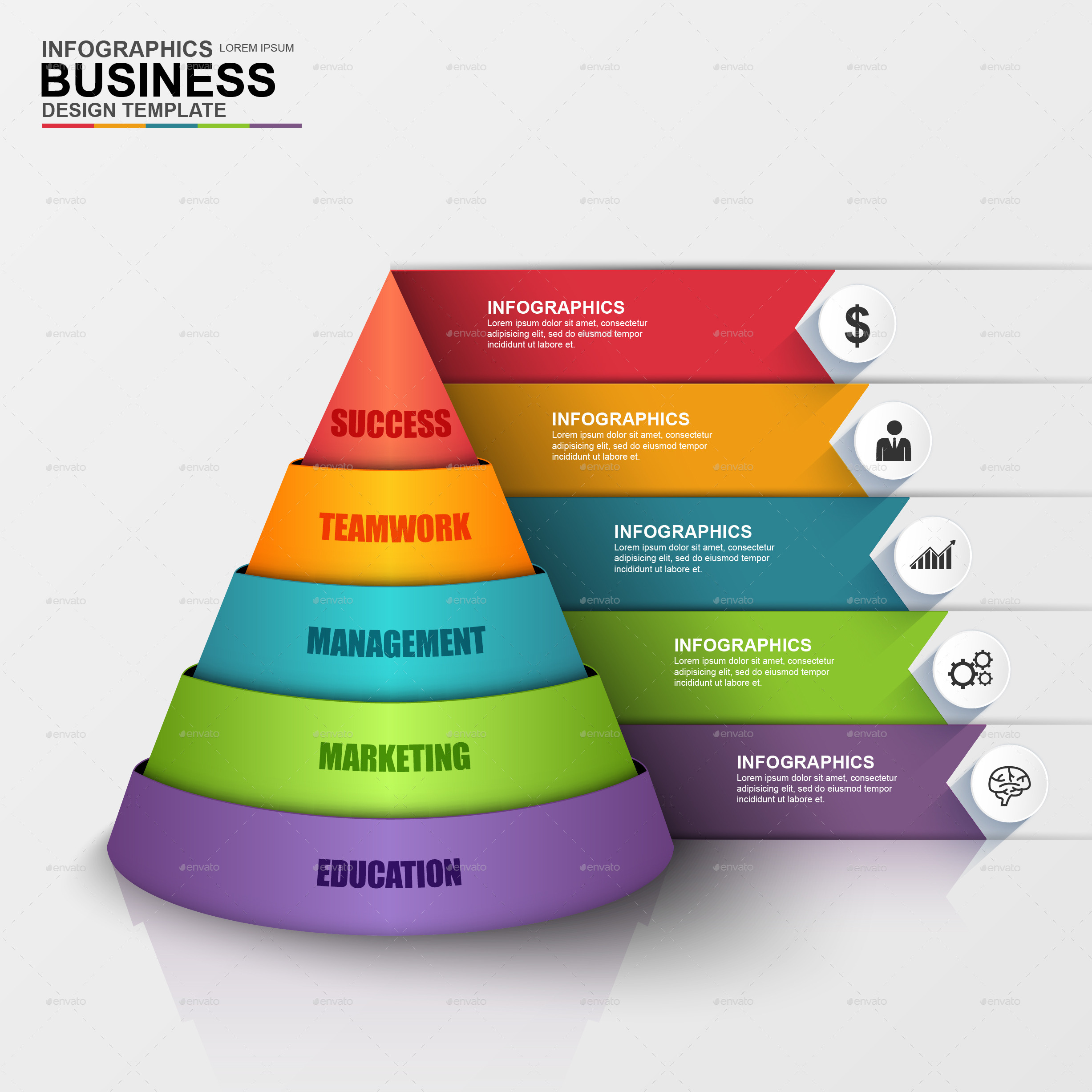 Layers hierarchy pyramid chart vector presentation infographic templat By Microvector ...