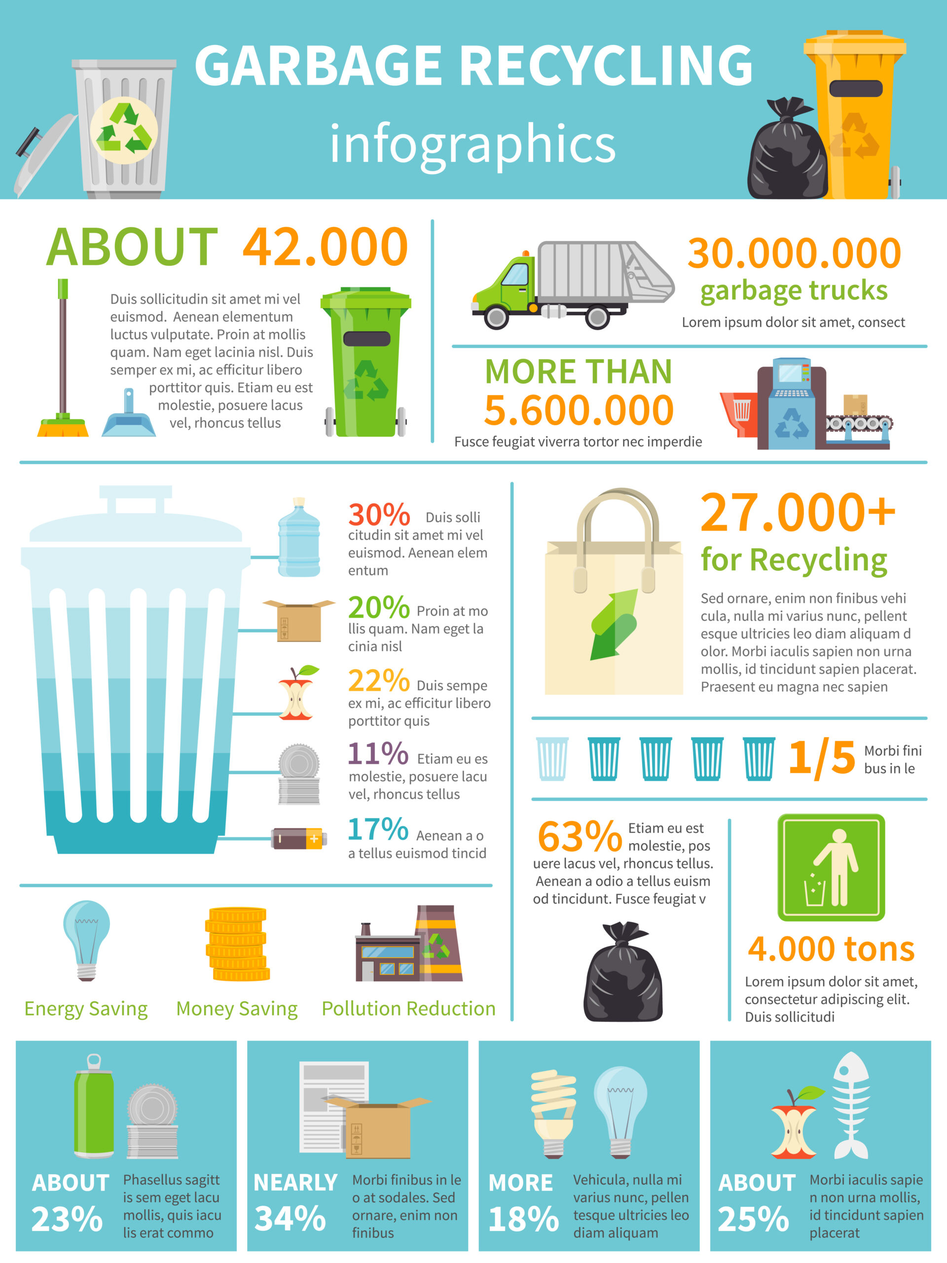 Garbage Recycling Infographic Set - Download Free Vectors, Clipart Graphics & Vector Art
