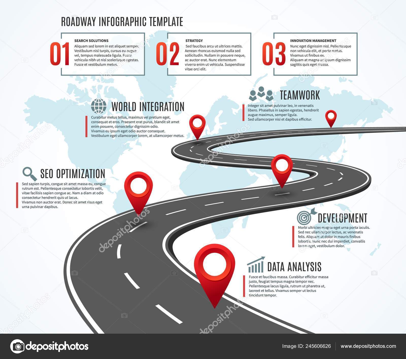 Presentation Business road map infographic template 547850 - Download Free Vectors, Clipart ...
