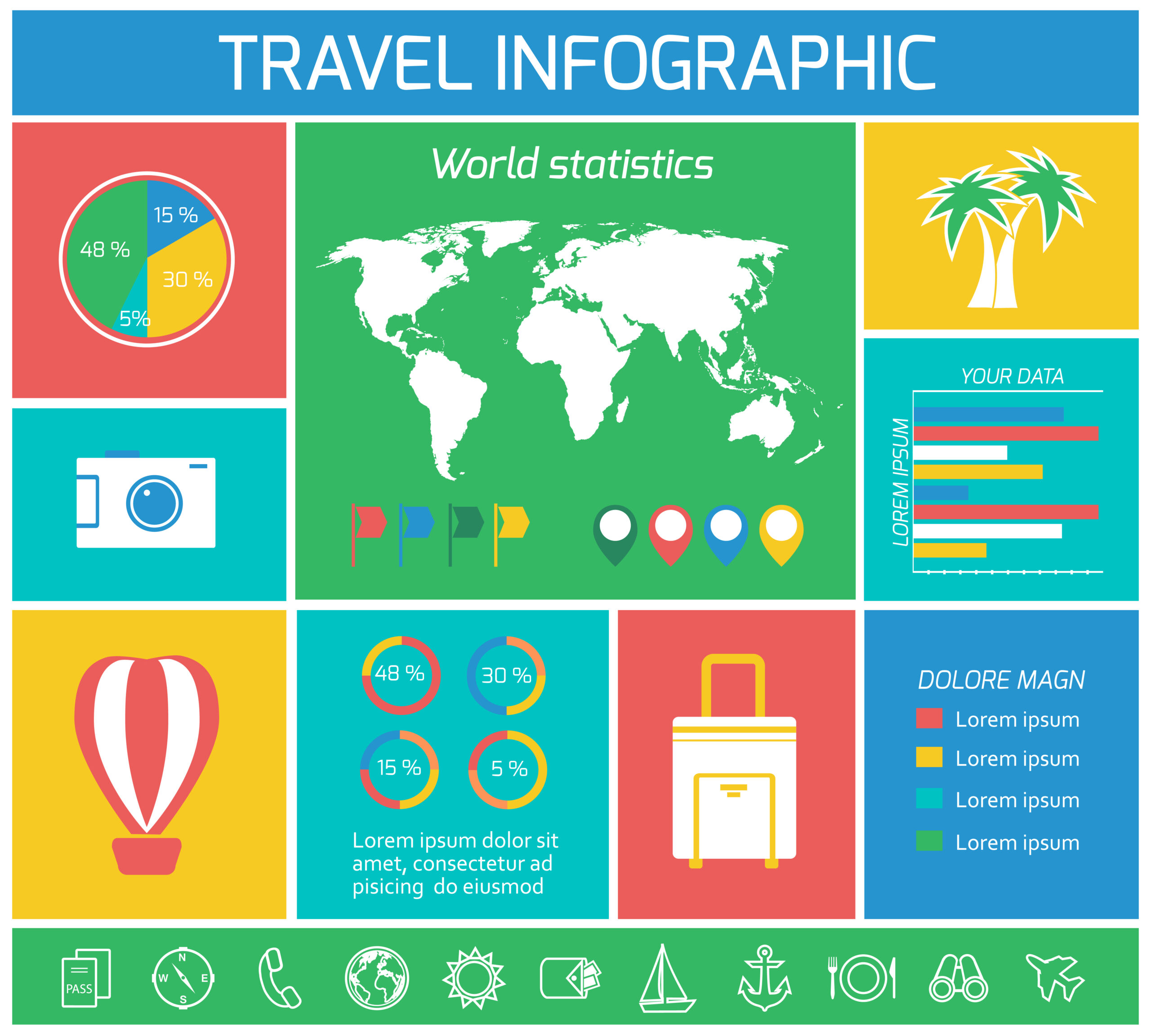 Top Free 28 Vector Templates for Travel Infographics - Colorli