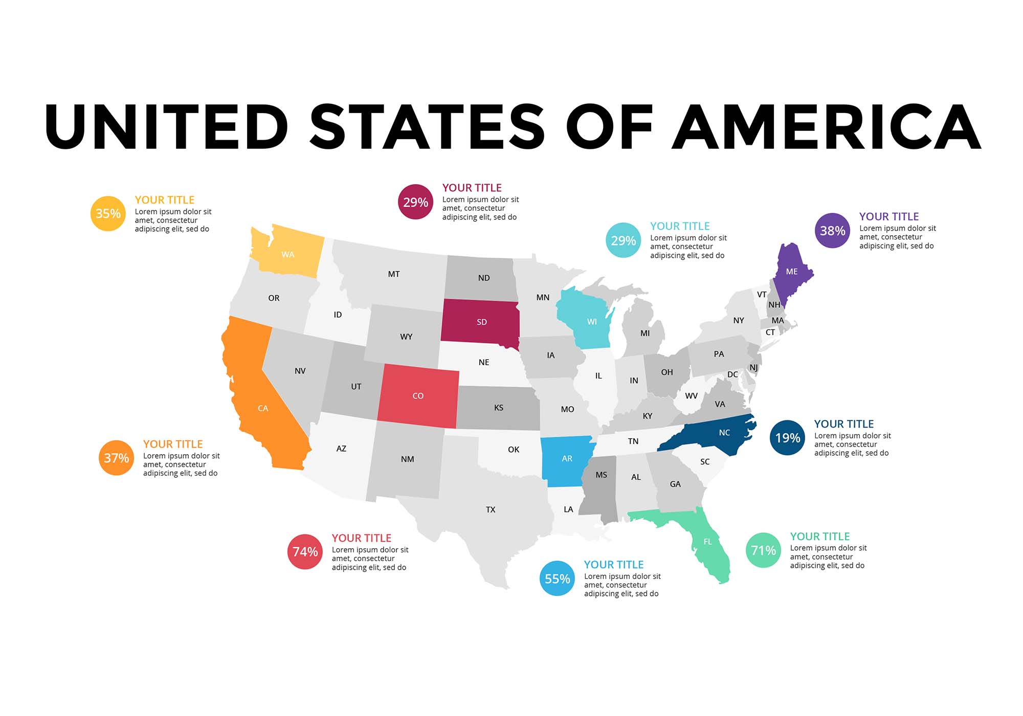 Poster map USA with infographics elements | Custom-Designed Illustrations ~ Creative Market