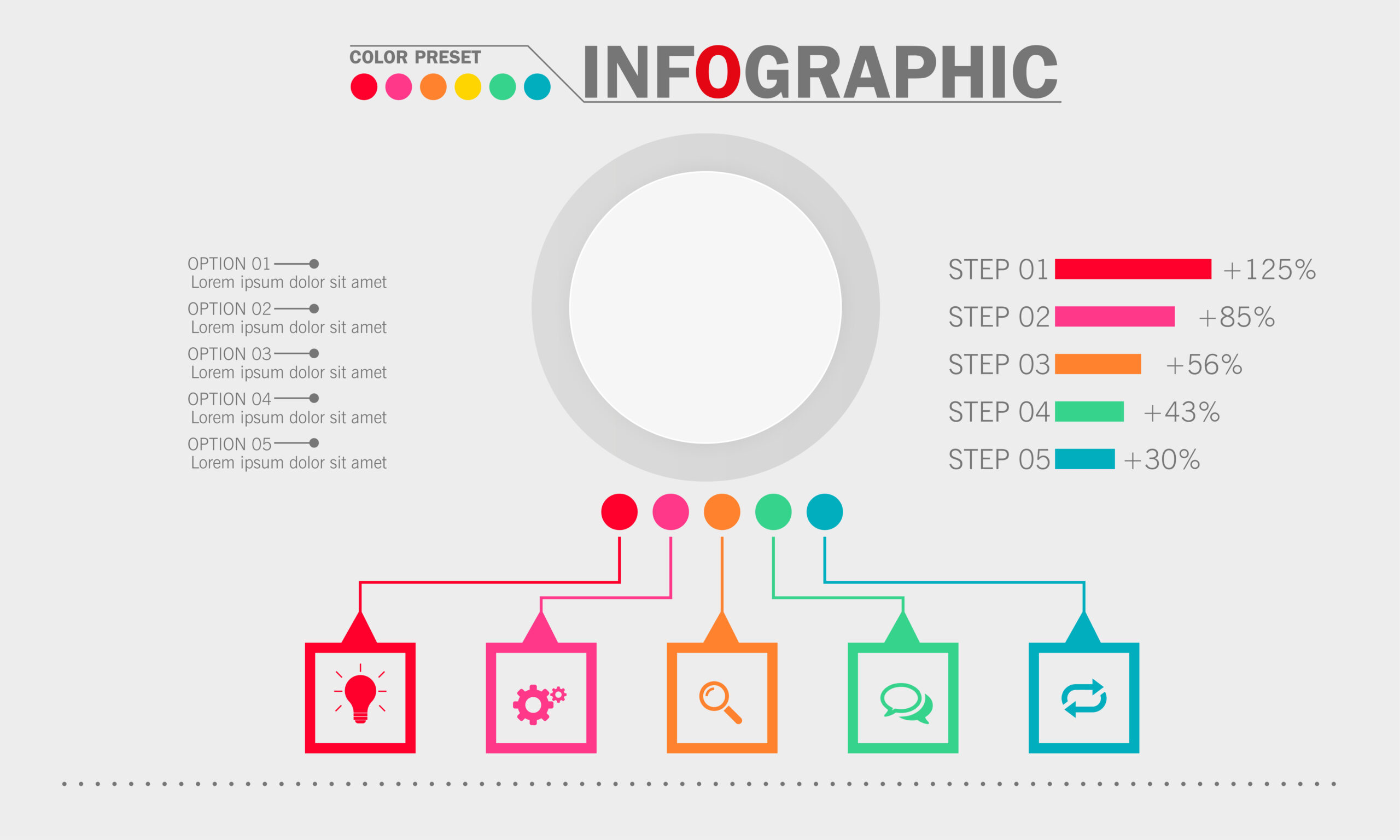 White infographic template with circle vectors design 03 free download