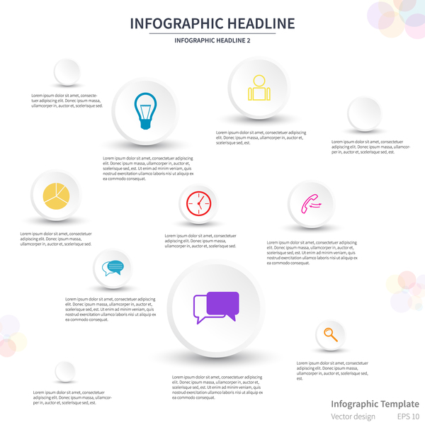 White Circles Infographics template vector 09 free download