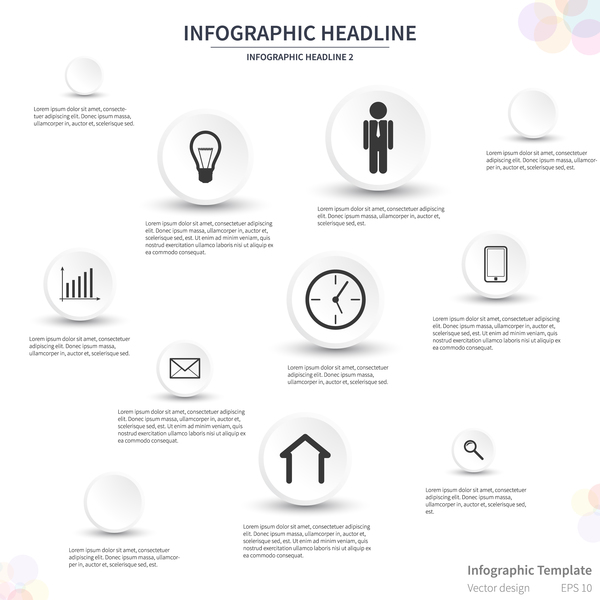 White Infographic template with white circles vector 01 free download