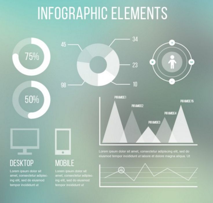 White infographic elements on blurred background Vector | Free Download