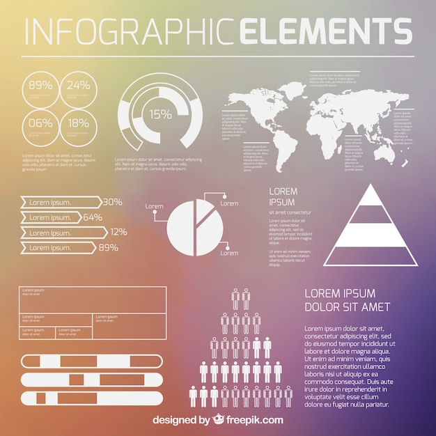 White infographic elements on blurry background Vector | Free Download